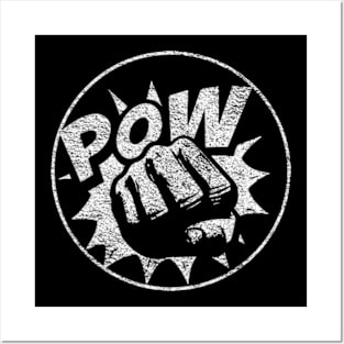 Distressed Effect Pop Art 'Pow' in Black and White Posters and Art